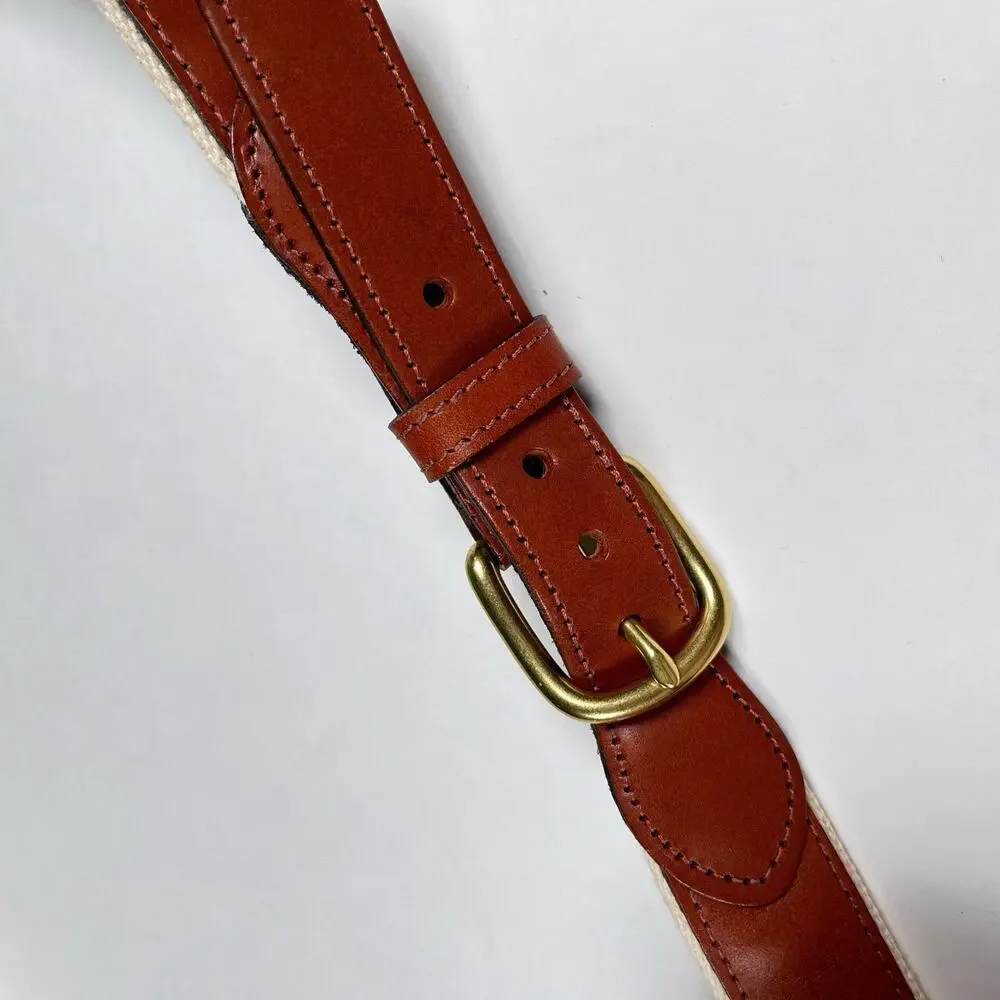 Leather Man Ltd Essex, CT USA Top Grain Leather Fish‎ Belt Brass Buckle 46